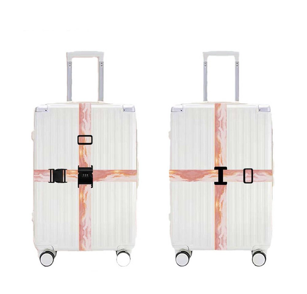Agger Koffergurt 2 Stück kofferband auffällig,koffergurt mit zahlenschloss, (Einstellbar kofferband Gurt,koffergurt kreuzgurt,Luggage Strap), Für 20-28-Zoll-Koffer Bild 2