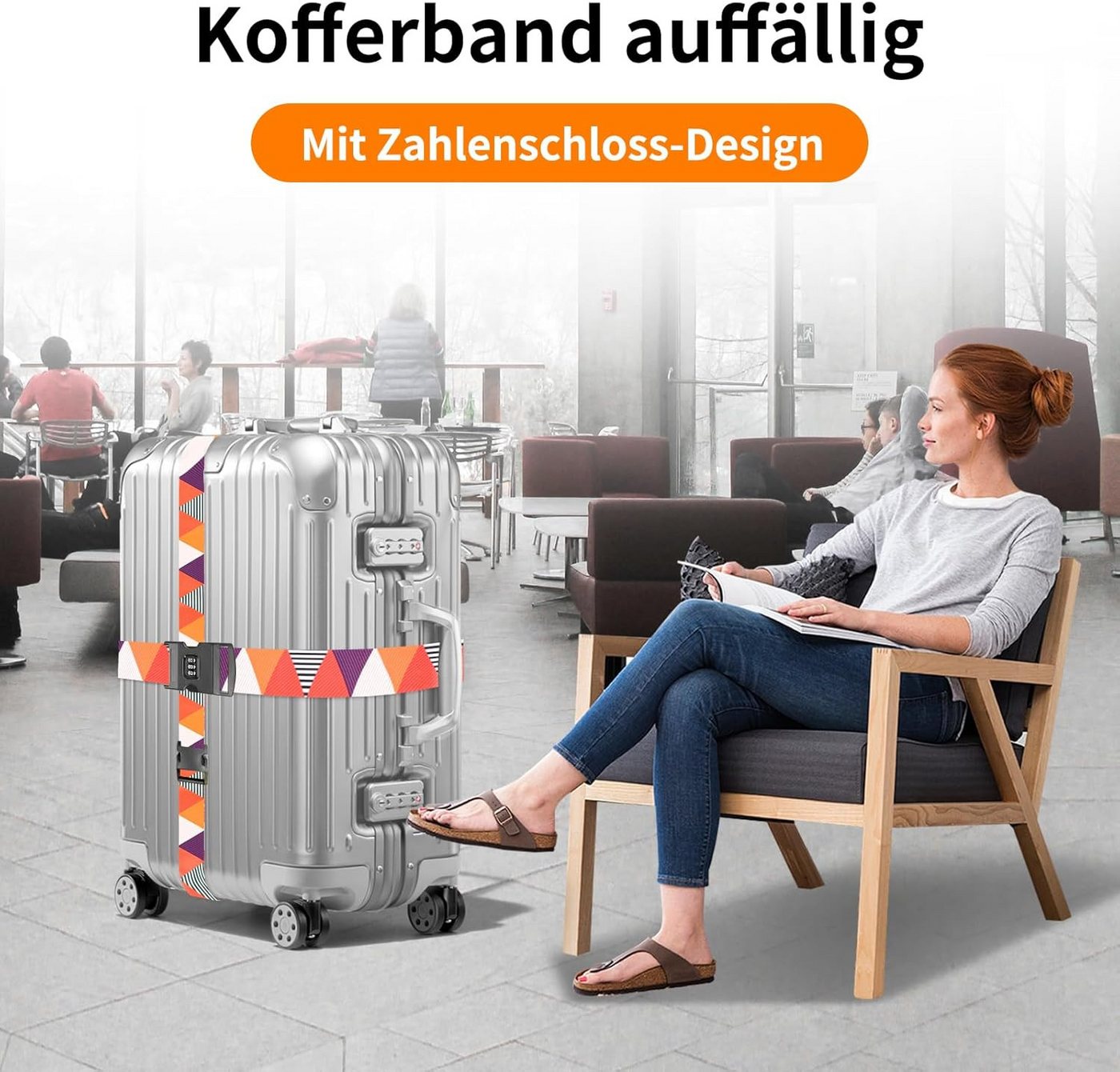 Agger Koffergurt 2 Stück kofferband auffällig,koffergurt mit zahlenschloss, (Einstellbar kofferband Gurt,koffergurt kreuzgurt,Luggage Strap), Für 20-28-Zoll-Koffer Bild 5