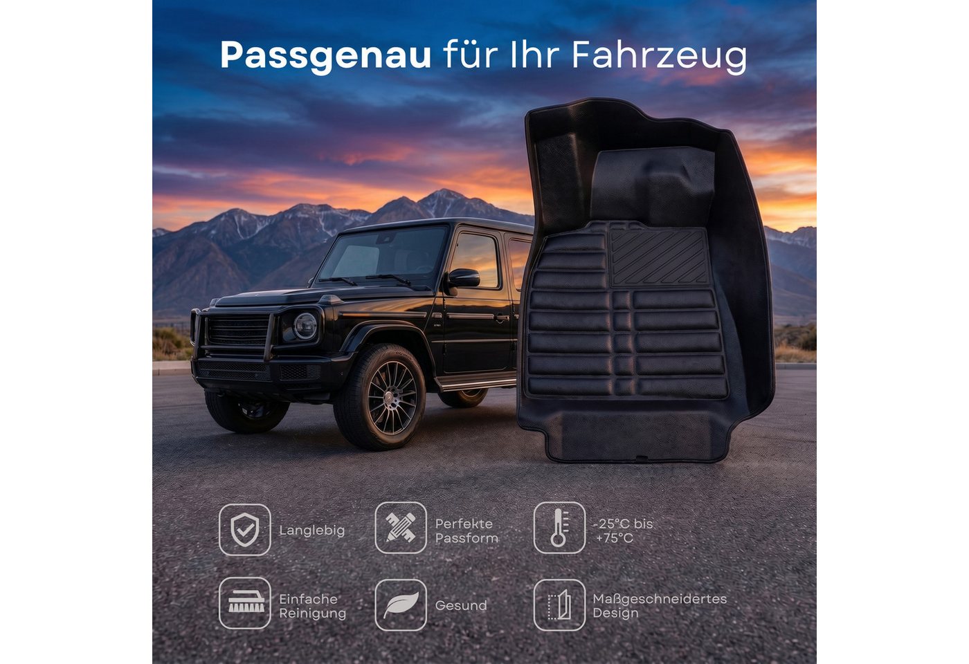 fussmattenprofi.com Auto-Fußmatte 5D Premium Auto Fussmatten für MG5 (EV) 2020-2026 (1 St), MG5