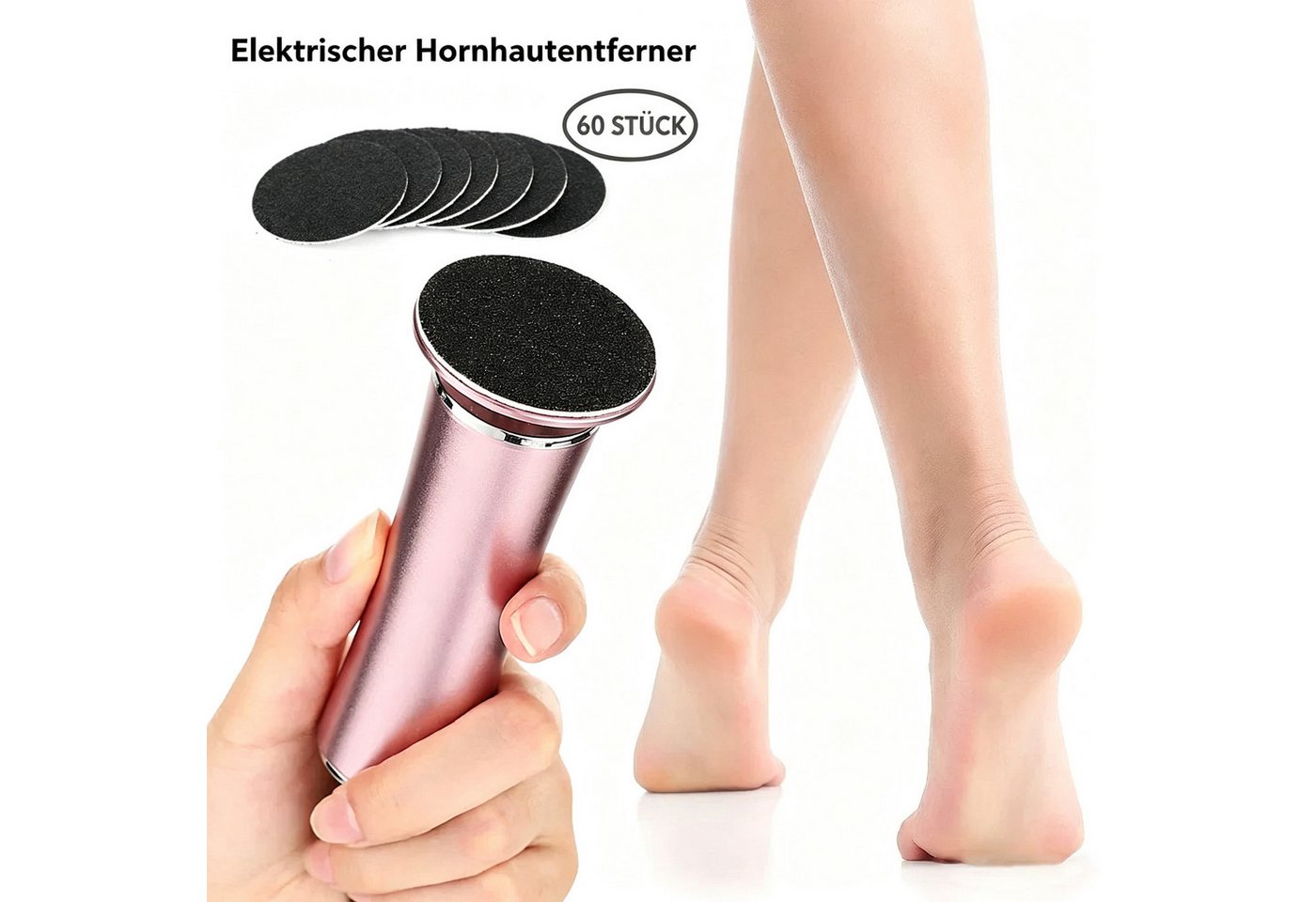ibettertec Elektrischer Hornhautentferner Elektrische Fußfeile mit 60 Ersatz-Schleifpapierscheiben, Elektrische Fußfeile Pediküre-Sets für harte Haut und Hornhautentferne Bild 4