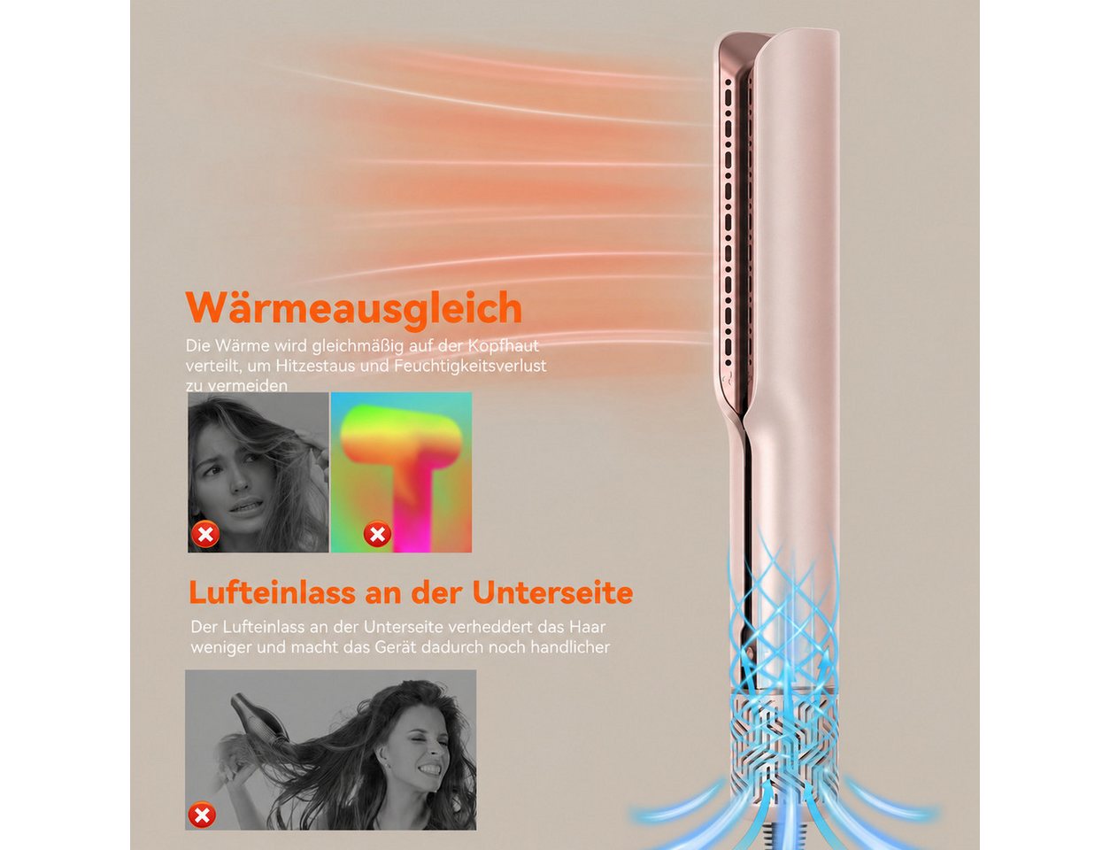 UKLISS Glätteisen Air-Haarglätter 2-in-1 Luftstrom Glätteisen, Airstyler zum gleichzeitigen Trocknen und Glätten von Haaren Bild 4