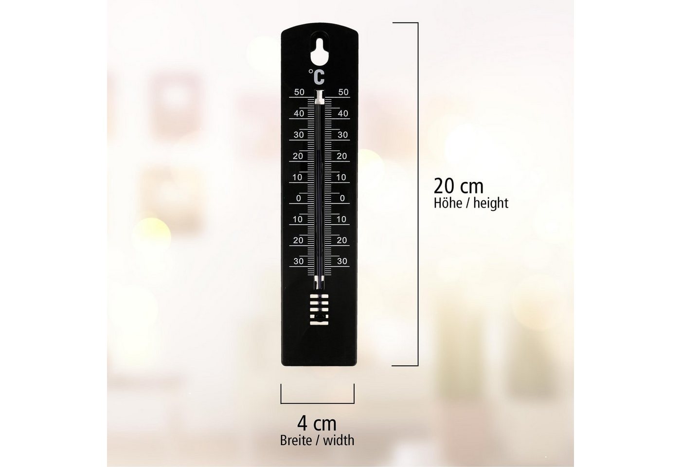 Lantelme Gartenthermometer Set 3 Stück 20cm Außen Garten Thermometer Analog Temperaturmesser, 3-tlg., Kunststoff Auswahl Farbe Weiss oder Schwarz, Temperaturanzeige von -34°C bis +50°C, Innen- Außenthermometer