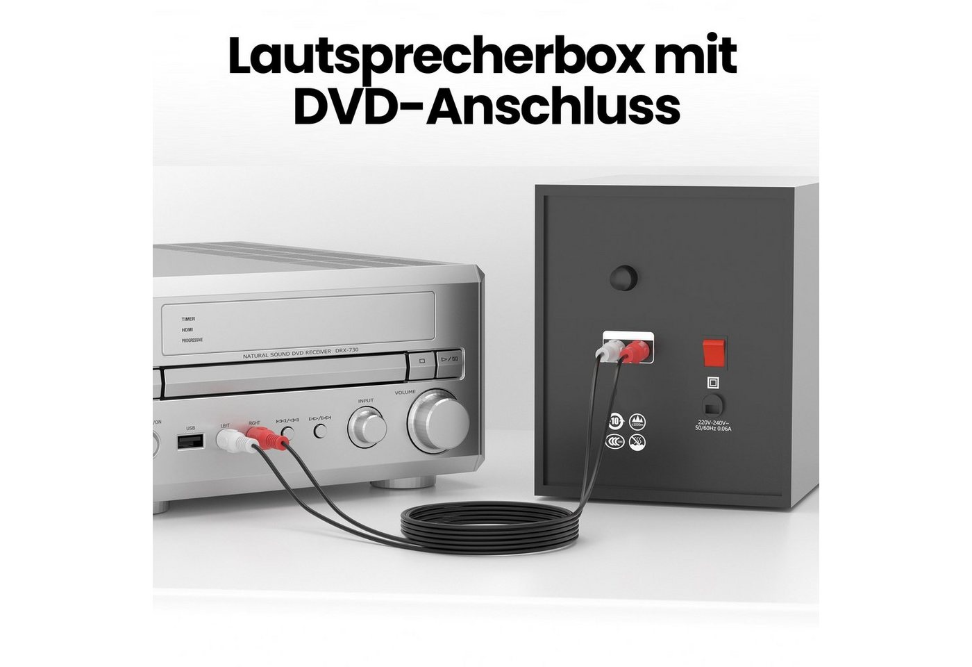 JAMEGA Cinch Audio Kabel 2 Cinch Stecker auf 2 Cinch Stecker RCA Stereo Kabel Audio-Kabel, CINCH, (400 cm)
