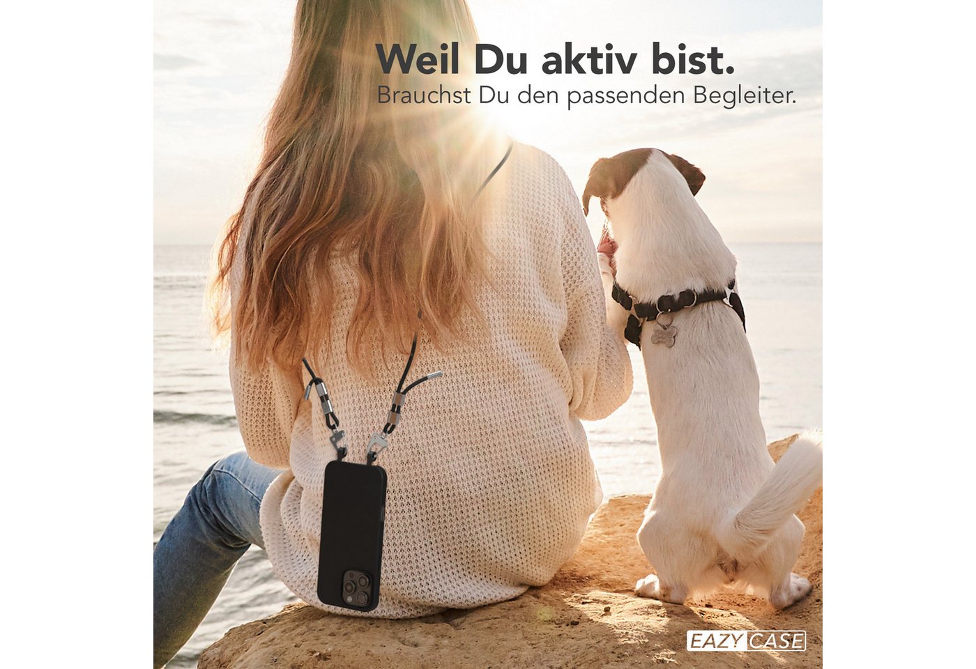 EAZY CASE Handykette 2in1 Hülle mit Band für iPhone 16 Pro Max 6,9 Zoll, Handykette abnehmbar Silikonhülle 2in1 Handyband Etui Case Schwarz Bild 2