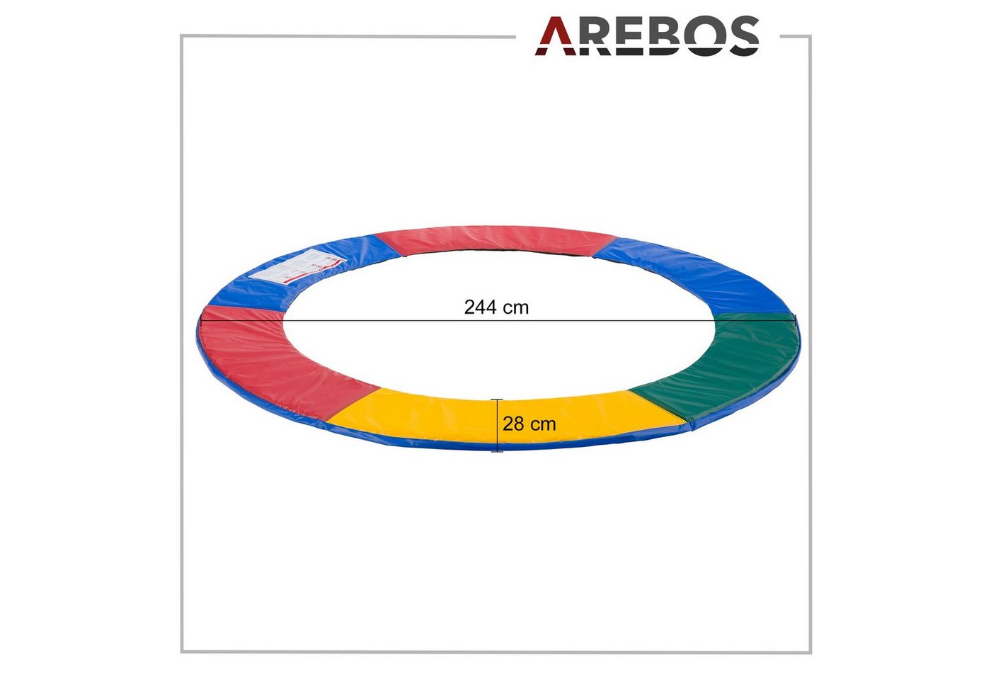 Arebos Trampolin-Randabdeckung Federschutz Ø 244 cm, Randschutz, PVC und PE, Reißfest, UV-resistente und wasserbeständige Bild 2