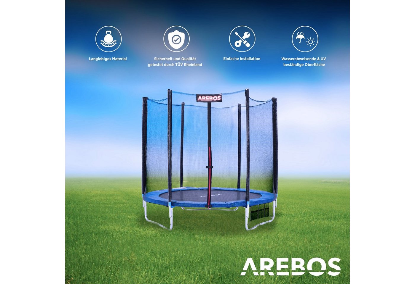 Arebos Trampolin-Randabdeckung Federschutz Ø 244 cm, Randschutz, PVC und PE, Reißfest, UV-resistente und wasserbeständige Bild 3