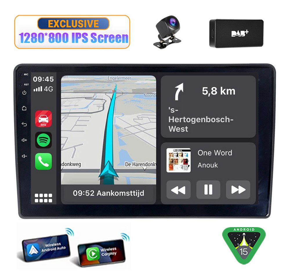 A-Sure Für Citroen C5 2008-2017 Bluetooth 5.0 Carplay 8-Core Navi WiFi USB FM Autoradio (Digitalradio (DAB), RDS, SWC, Apple Carplay) Bild 3
