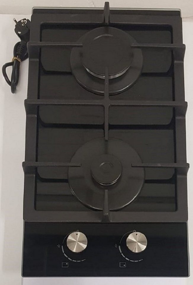 Hirogas Gas-Kochfeld mit elektrische Zündung und Zündsicherung, 30cm breit, 2flammig, autark GKF 302GG, Erdgas 20mbar / Propangas 50mbar Bild 2