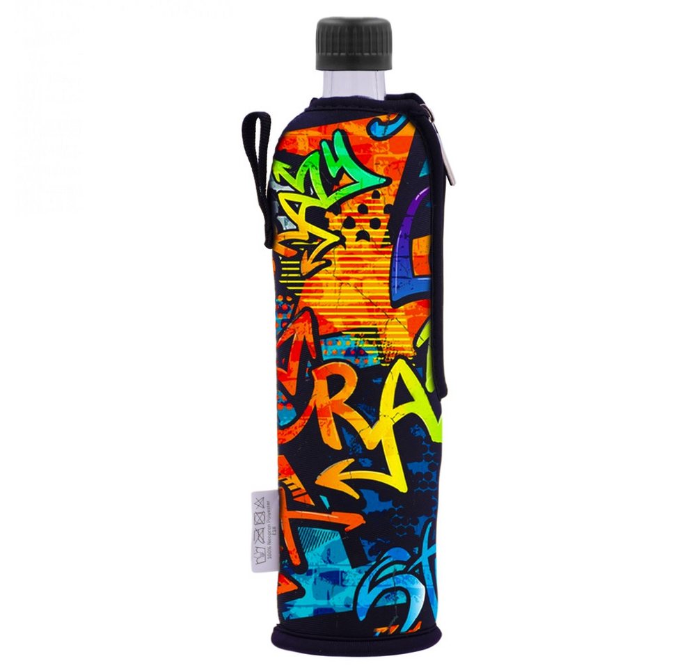 Dora's Trinkflasche Glastrinkflasche 0,5l – inkl. Neoprenhülle – verschiedene Motive, Große Designauswahl - Schraubverschluss + Praktische Trageschlaufe