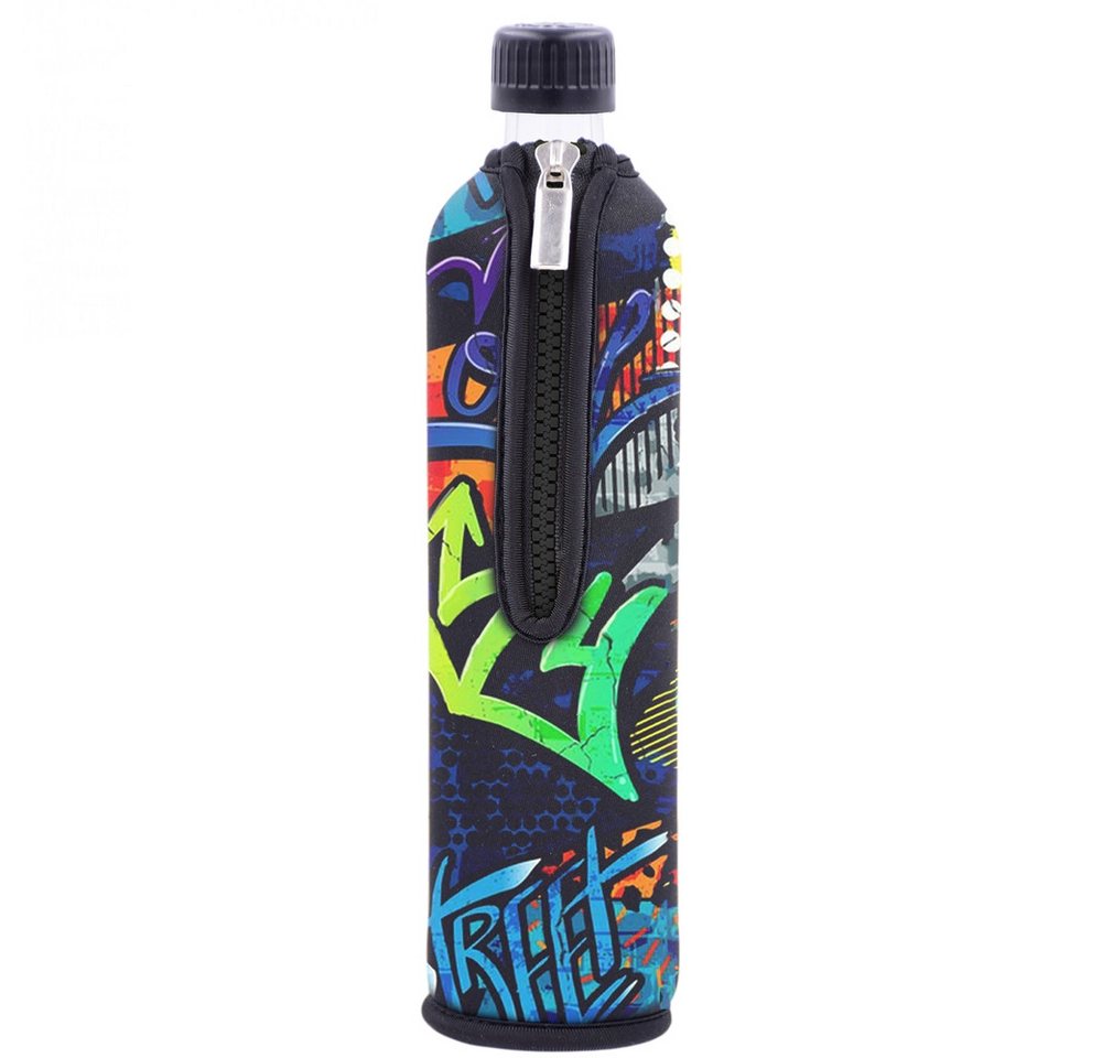 Dora's Trinkflasche Glastrinkflasche 0,5l – inkl. Neoprenhülle – verschiedene Motive, Große Designauswahl - Schraubverschluss + Praktische Trageschlaufe Bild 2