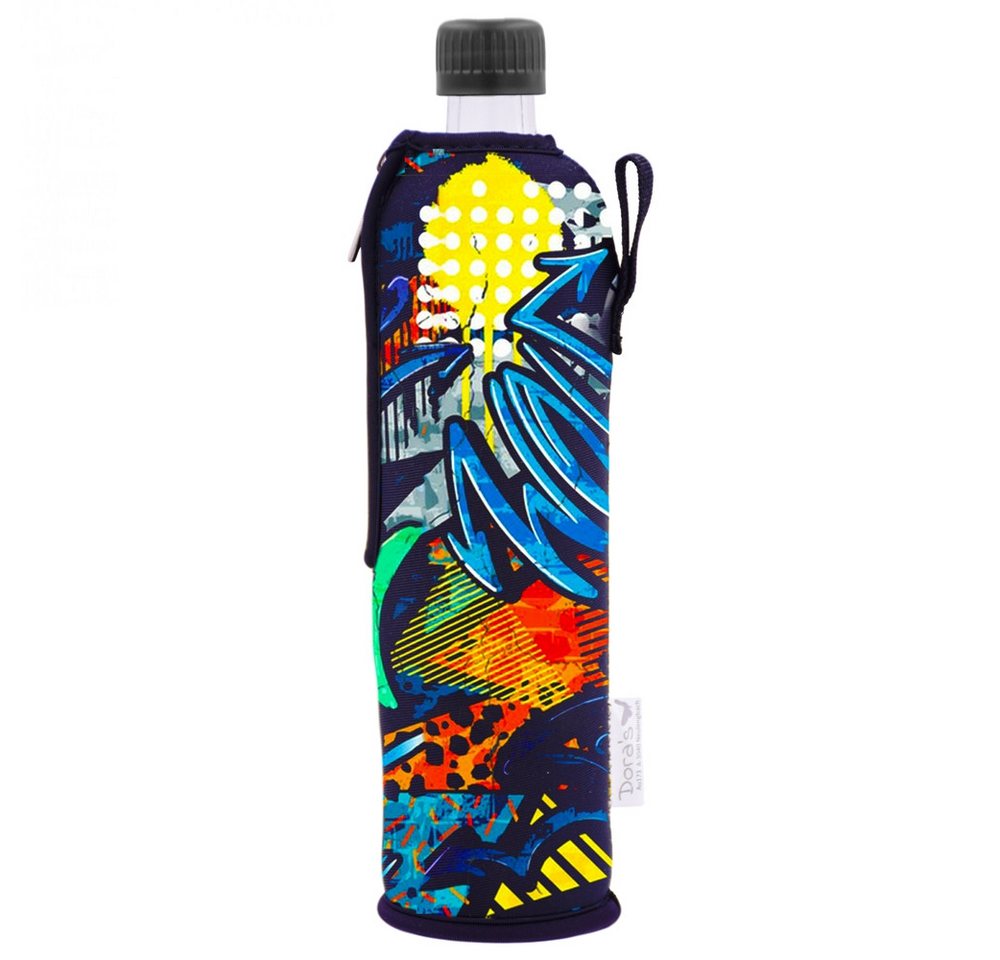 Dora's Trinkflasche Glastrinkflasche 0,5l – inkl. Neoprenhülle – verschiedene Motive, Große Designauswahl - Schraubverschluss + Praktische Trageschlaufe Bild 4