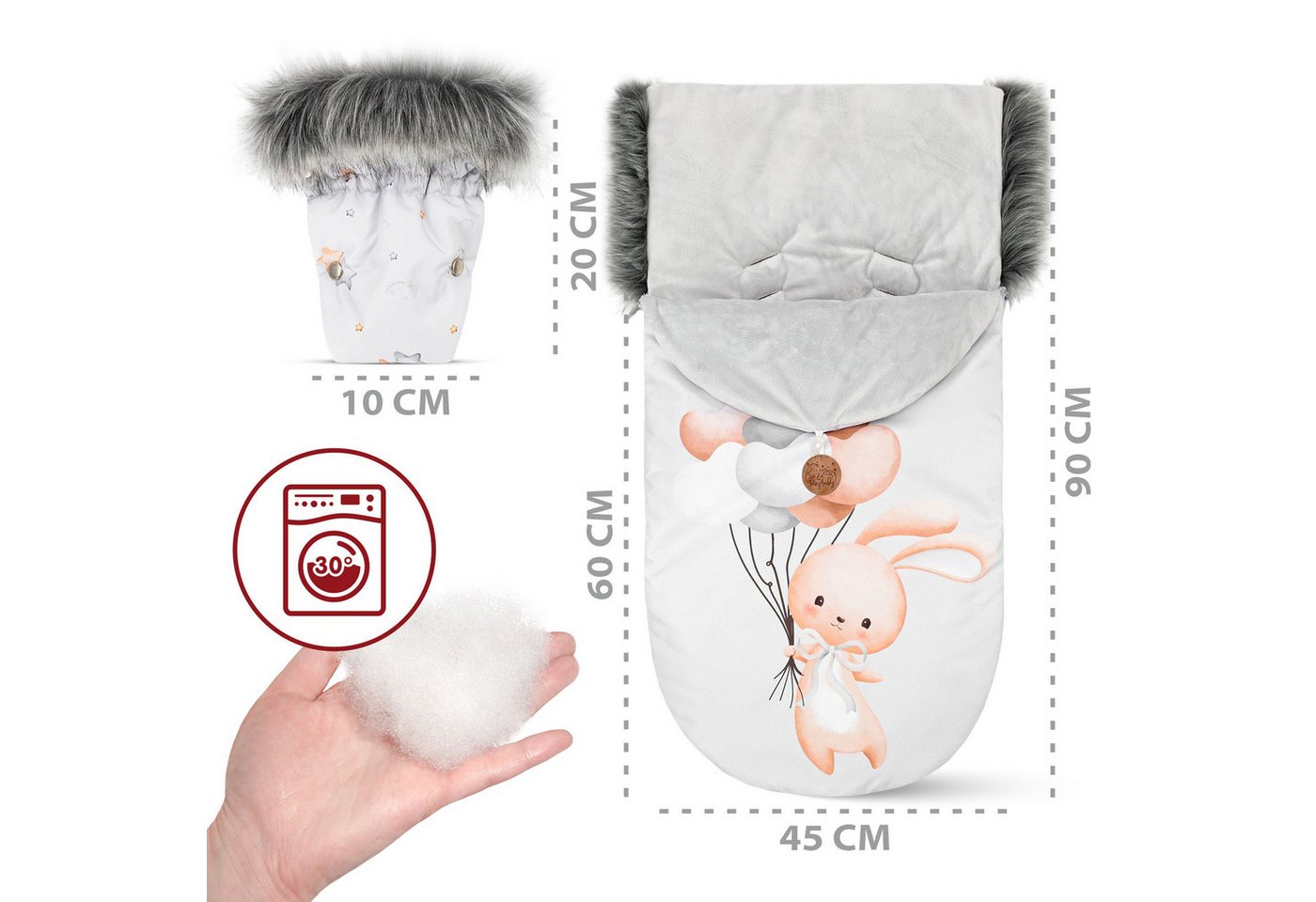 Totsy Baby Babyschlafsack Fußsack Kinderwagen und Buggy für Winter 90x45 cm - Winterfußsack Bild 2