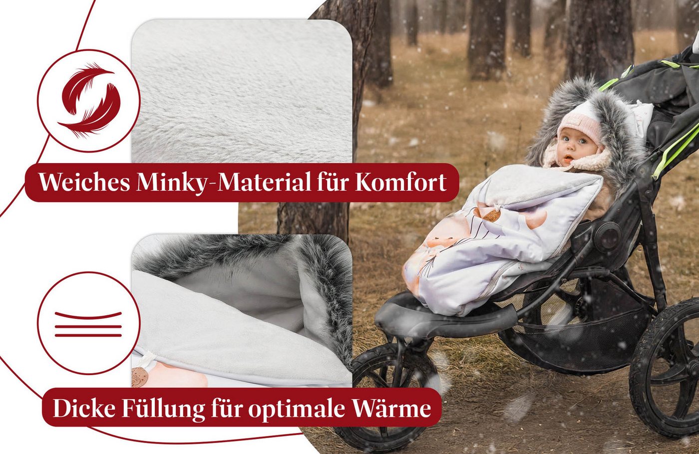 Totsy Baby Babyschlafsack Fußsack Kinderwagen und Buggy für Winter 90x45 cm - Winterfußsack Bild 4