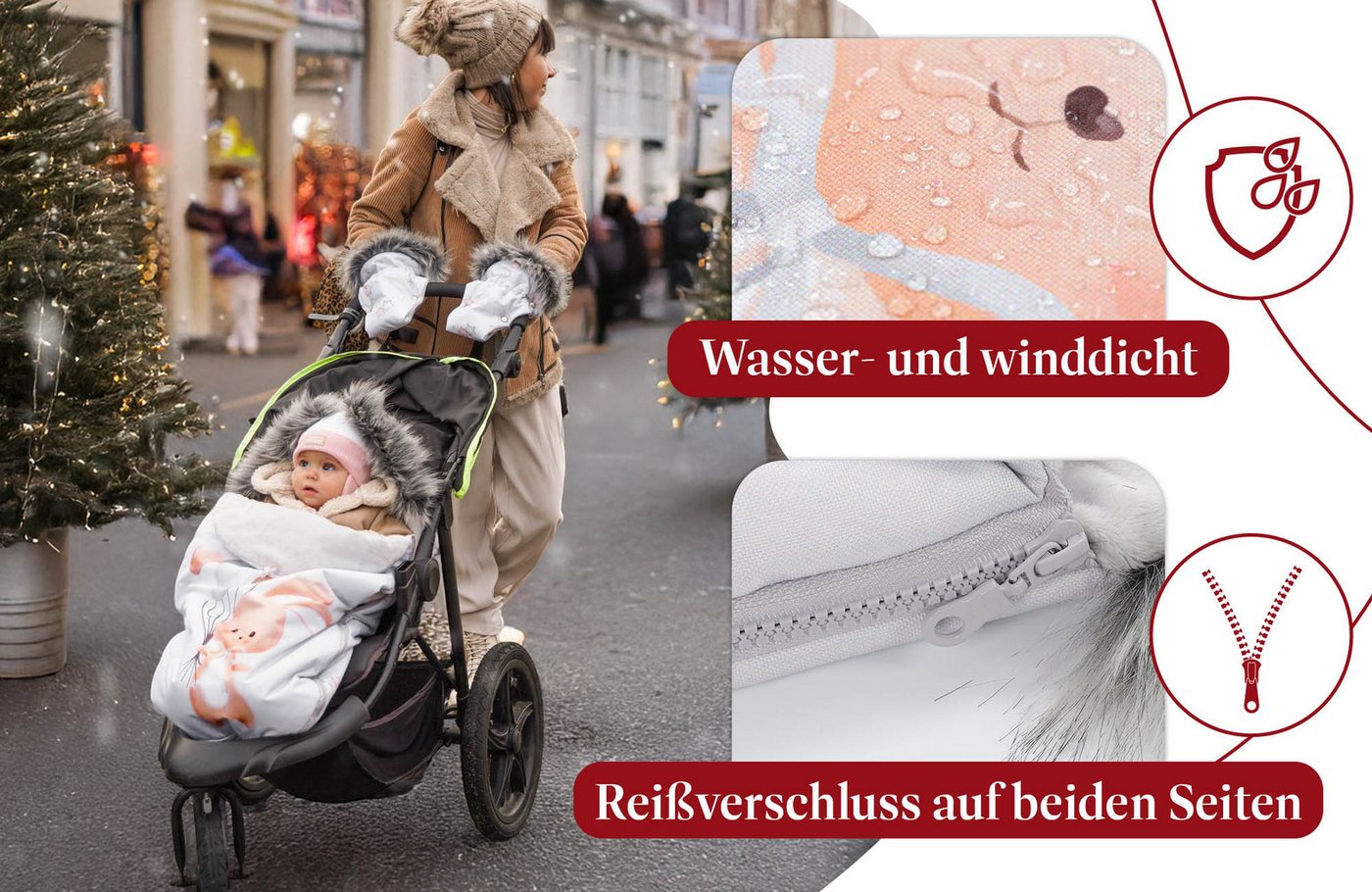 Totsy Baby Babyschlafsack Fußsack Kinderwagen und Buggy für Winter 90x45 cm - Winterfußsack Bild 5