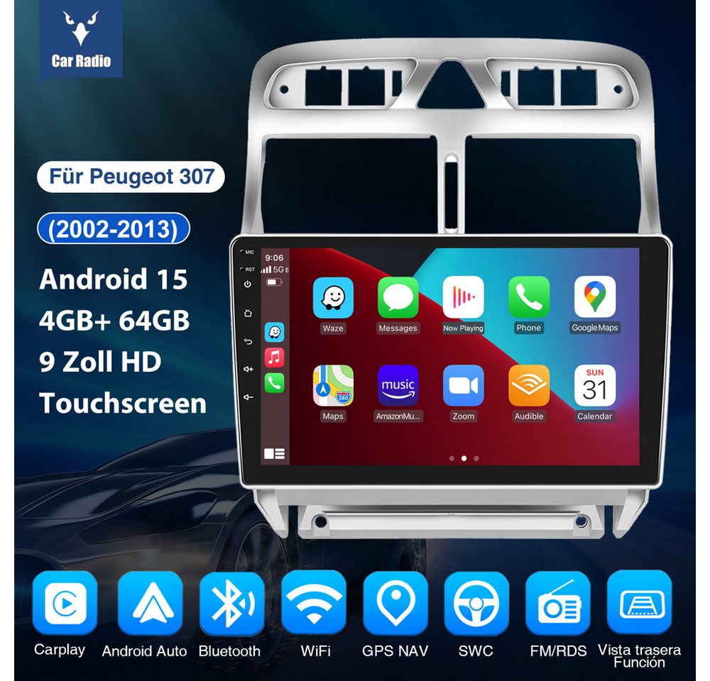 ESSGOO Für Peugeot 307 CC 2002-2013 Android Autoradio Android 15 Autoradio (RDS, Digitalradio (DAB), FM) Bild 2