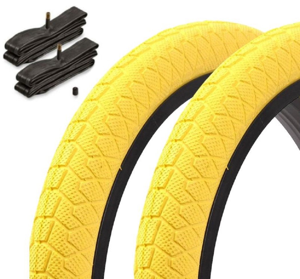 KHEbikes Fahrradreifen BMX Reifen Set Kenda 20 Zoll x 1,95 Gelb mit Schlauch AV, BMX KHEbikes Bild 3