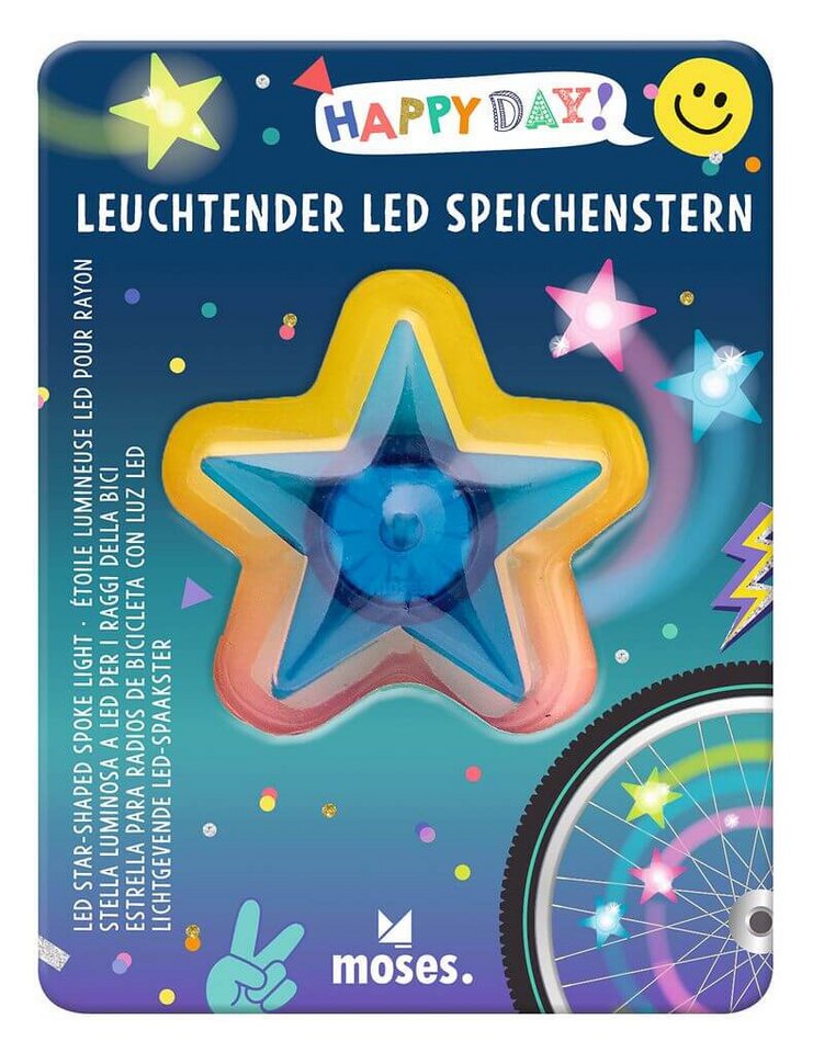 moses Fahrradklingel Happy Day Leuchtender Speichenstern LED blau Bild 3