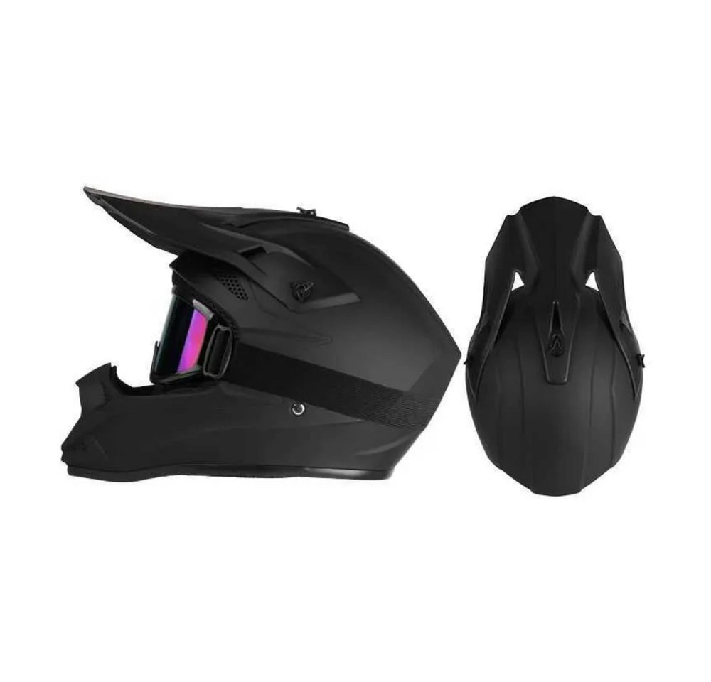 Athlix Motocrosshelm Offroad-Motorradhelm mit Schutzbrille Downhill matt-schwarz, Geringes Gewicht, Aerodynamisch optimiert Bild 2