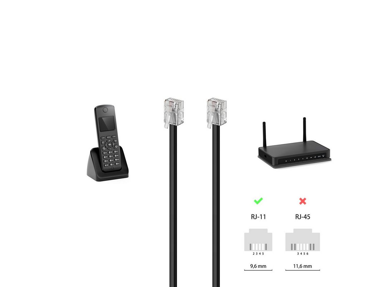 deleyCON deleyCON 0,5m Telefonkabel Modularkabel 6P4C Westernkabel RJ11 auf LAN-Kabel Bild 5