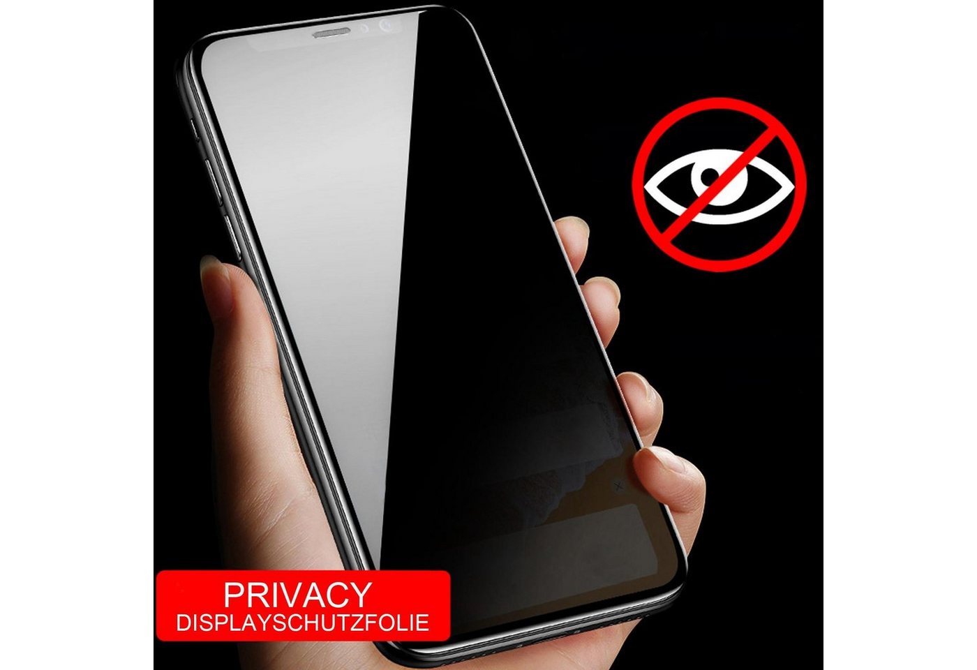 Numerva Schutzfolie Panzer Folie für Apple iPhone 12 Echt Glas Folie, (1x Schutzfolie 2x Reinigungstücher), Anti Spy Schutzfolie Blickschutz Glasfolie Sichtschutzfolie Bild 2