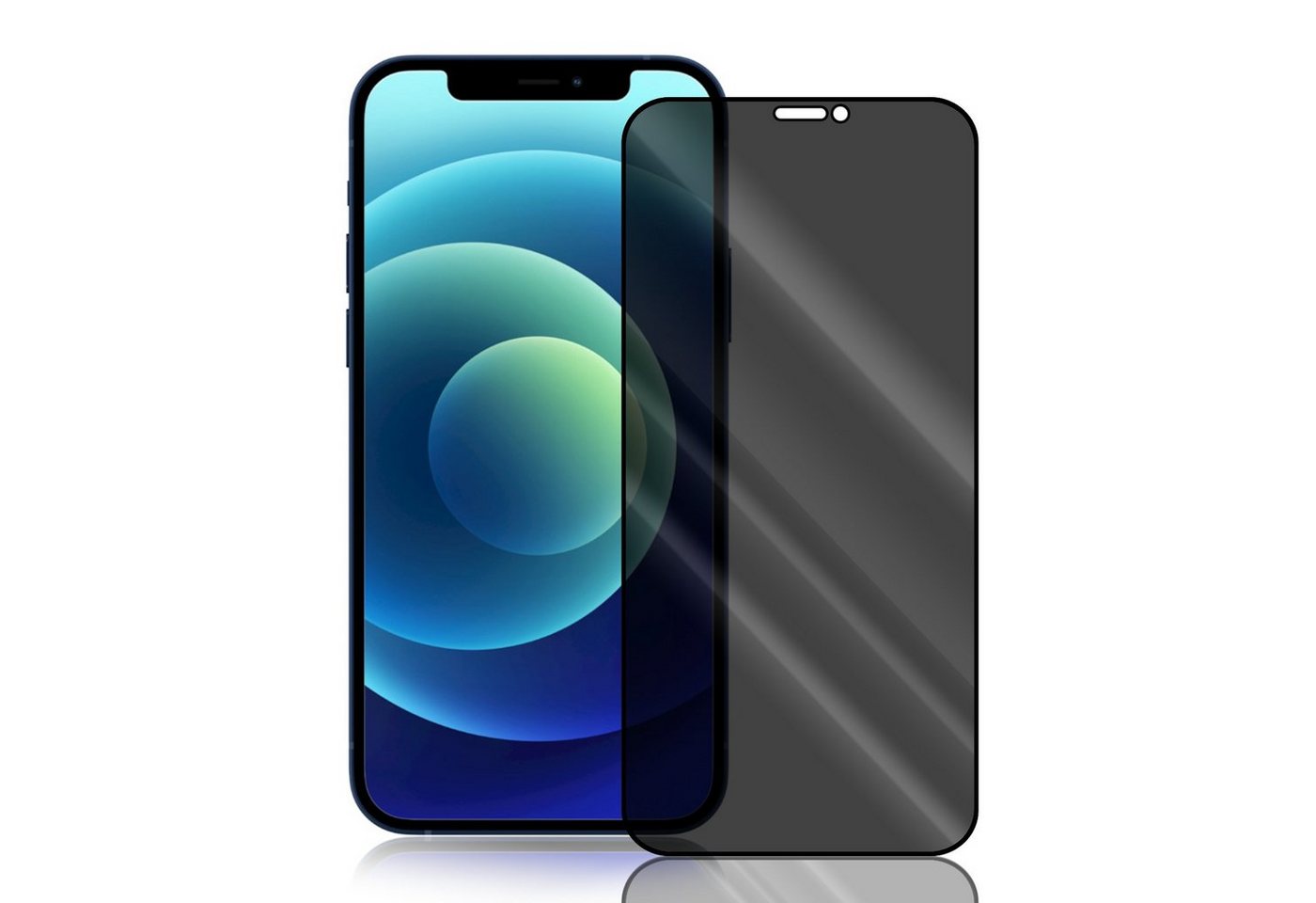 Numerva Schutzfolie Panzer Folie für Apple iPhone 12 Echt Glas Folie, (1x Schutzfolie 2x Reinigungstücher), Anti Spy Schutzfolie Blickschutz Glasfolie Sichtschutzfolie Bild 4