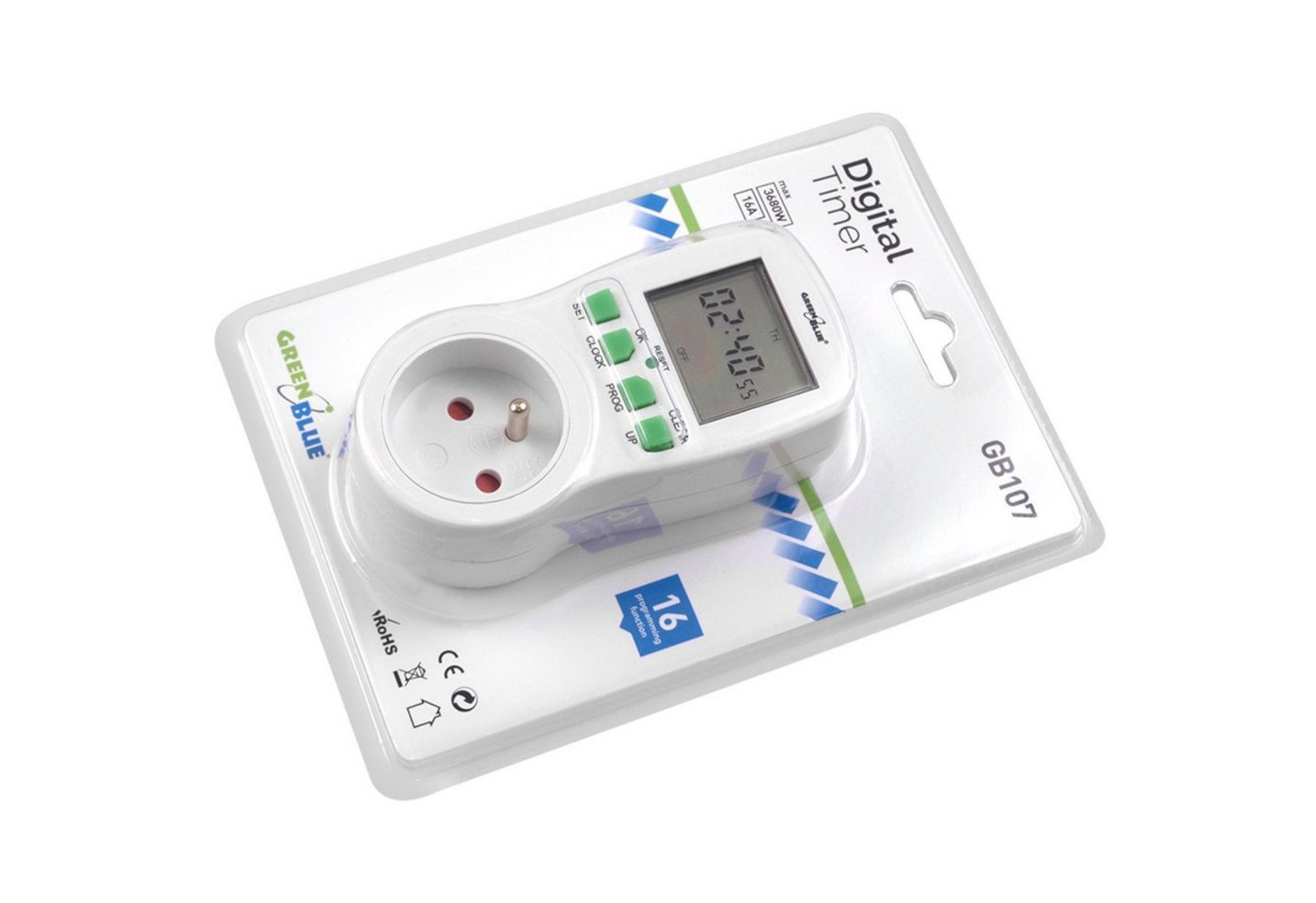 GreenBlue Zeitschaltuhr GB107, 220-240 VAC 50 Hz, 16A, 3680W, 1 Minute bis 168 Stunden (7 Tage) Bild 4