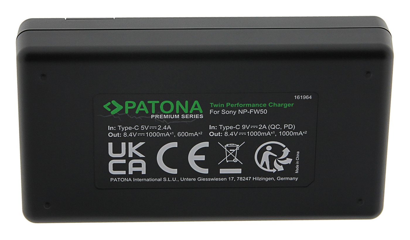 Patona Sony Alpha 6000 6400 PD Schnell-Ladegerät USB-C Kamera-Ladegerät (Nylon USB-C Kabel inklusive) Bild 5