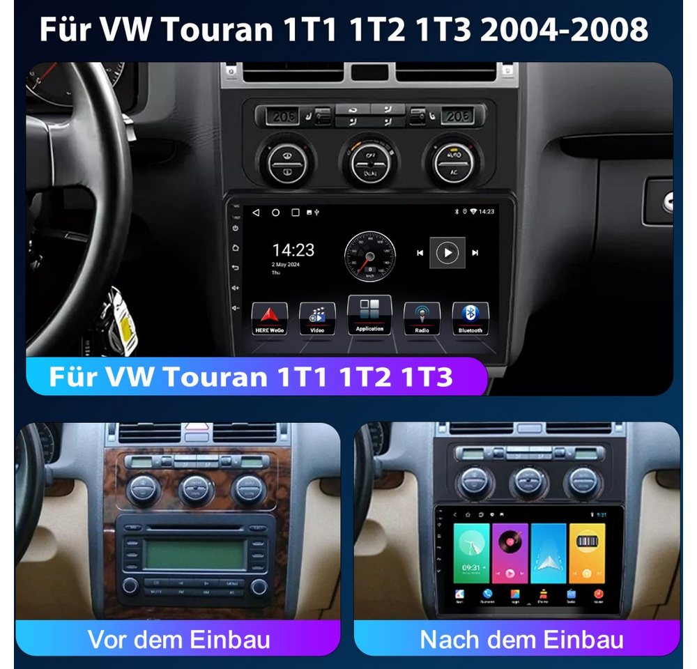 ESSGOO 6+128GB Für VW Touran 1T1 1T2 1T3 03-10 Android 15 8-Kern Autoradio (RDS, Digitalradio (DAB), FM, AM, Carplay Android Auto Navi 4G LTE WIFI 8-Kern) Bild 4