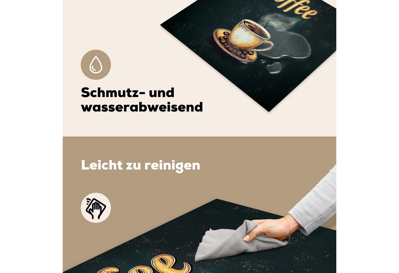 MuchoWow Herd-Abdeckplatte Kaffee - Schale - Kaffeebohnen - Retro, Vinyl, (1 tlg), Abdeckplatte für Ceranfeld, Herd Inductionsmatte, 60x50 cm Bild 5