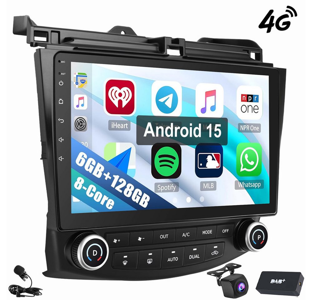 ESSGOO Für Honda Accord VII 7 6+128G Apple Carplay GPS RDS EQ 4G WiFi Autoradio (RDS, Digitalradio (DAB), FM, AM, 8-Kern Carplay Android Auto GPS Navi WIFI BT) Bild 2