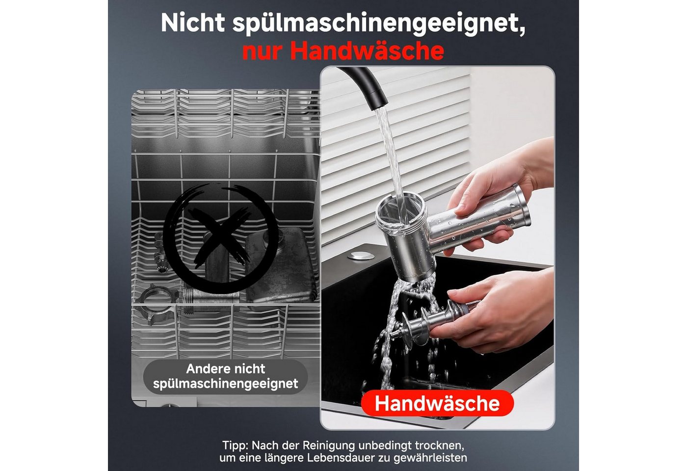 AMZCHEF Fleischwolf CE-MG76OT10C-400-SG, 3000 W, 3000W Max Mit DC-Motor, Nur 60 dB Bild 2