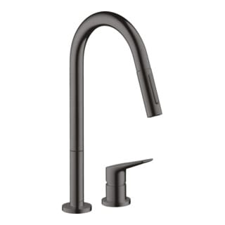 hansgrohe 2-Loch-Spültisch-Einhebelmischer 220 Axor Citterio M mit Ausziehbrause, brushed black chrome