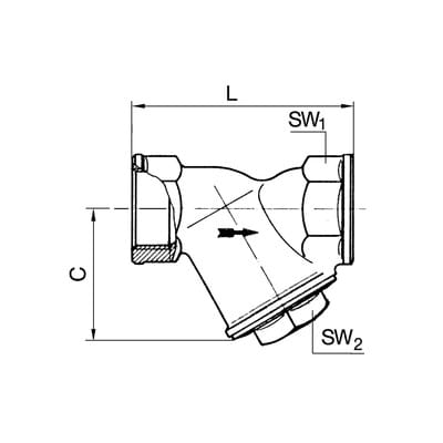 Riegler Schmutzfänger, Messing vernickelt, G 3/4, DN 20, MW 0,05 mm