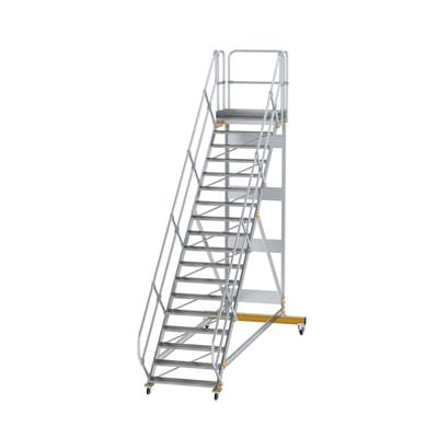 MUNK Aluminium-Plattformtreppe fahrbar 45° 18 Stufen