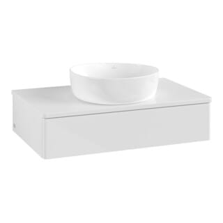 V&B Waschtischunterschrank ohne Frontstruktur Antao 80x19x50cm, WBP-farbe Lac, glo wh. Lac