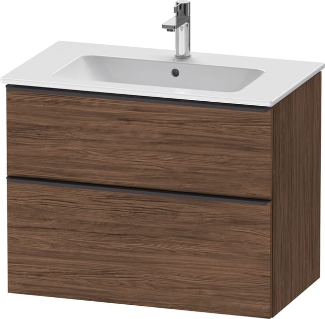 Duravit Waschtischunterschrank D-Neo 81x46,2cm, sw/Nuss d, 1 Schubk., 1 Ausz.