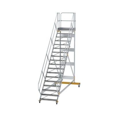 MUNK Aluminium-Plattformtreppe fahrbar 45° 19 Stufen