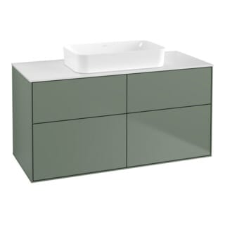 V&B Waschtischunterschrank Wandbeleuchtung Finion 120x60,3x50,1cm, Gl. wh. m, Oli. m Lac