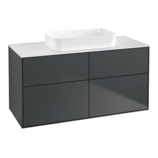 V&B Waschtischunterschrank Wandbeleuchtung Finion 120x60,3x50,1cm, Gl. wh. m, md bl. m Lac