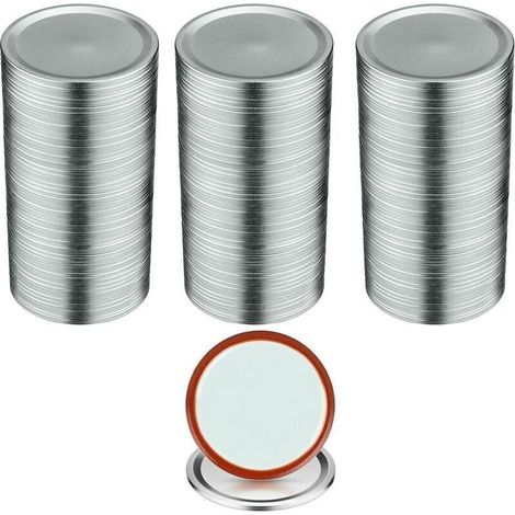 100 Stück Einmachglasdeckel – 70 Mm Verstellbare Öffnung, Metall Mit Dichtungsring, Silberfarbenes Design