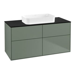 V&B Waschtischunterschrank Wandbeleuchtung Finion 120x60,3x50,1cm, Gl. bla m, Oli. m Lac