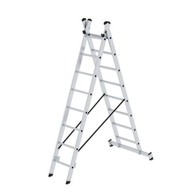 MUNK Aluminium-Mehrzweckleiter 2-teilig nivello®-Traverse 2 x 8 Sprossen