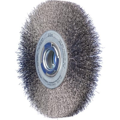 PFERD TOOLS POS Rundbürste breit ungezopft RBU Ø200x25xvariable Bohrung Stahl-Draht-Ø0,30 Schleifbock