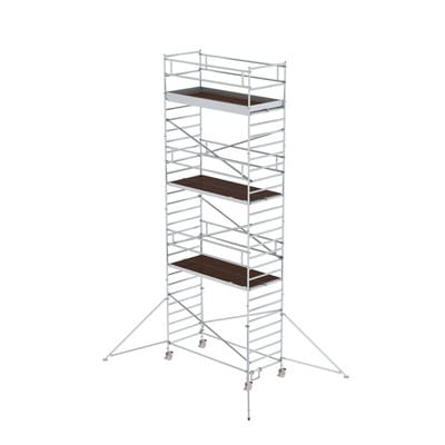 MUNK Rollgerüst 1,35 x 3,0 m mit Ausleger und Doppel-Plattform, Plattformhöhe 7,35 m