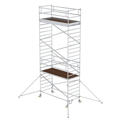 MUNK Rollgerüst 1,35 x 3,0 m mit Ausleger und Doppel-Plattform, Plattformhöhe 6,35 m