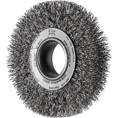 PFERD TOOLS Rundbürste breit ungezopft RBU Ø100x20xvariable Bohrung Edelstahl-Draht-Ø0,30 Schleifbock