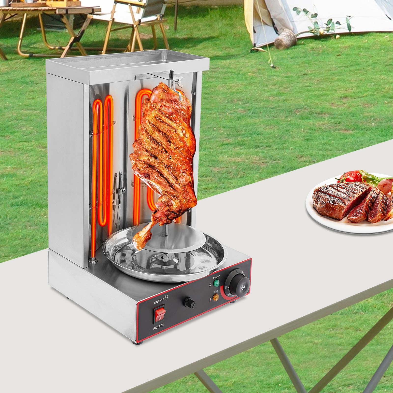 3000w 2 Brenner Kebap Grill Gyrosgrill Tischgrill Elektro Dönergrill Döner