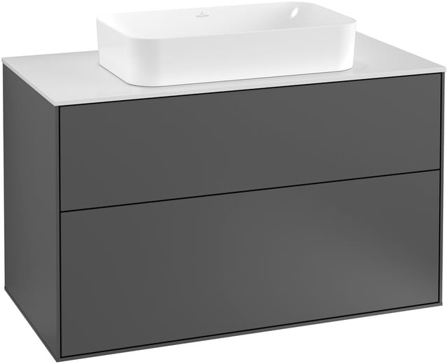 V&B Waschtischunterschrank Wandbeleuchtung Finion 100x60,3x50,1mm, Gl. wh. m, wal veneer
