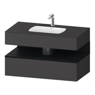 Duravit Einbauwaschtisch-Möbel-Set Qatego 100x55x60cm, E sw/gra ma, Konsolen-Waschtischunterbau