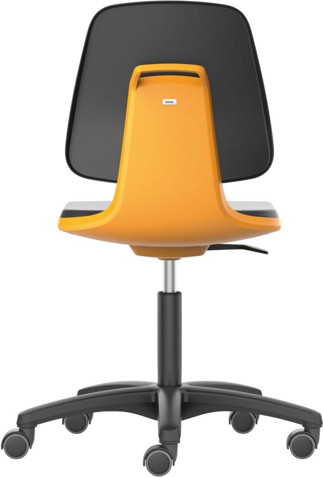 bimos Arbeitsstuhl Labsit 2, K-Leder orange Sitzhöhe 450-650 mm mit Rollen